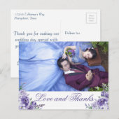 Paarse Rozen | Elegante Floral Boho dank u foto Briefkaart (Voorkant / Achterkant)