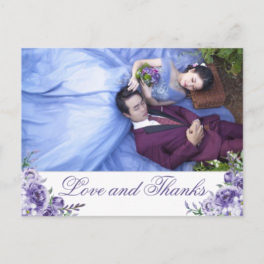 Paarse Rozen | Elegante Floral Boho dank u foto Briefkaart (Voorkant)
