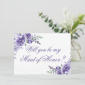 Paarse Rozen | Elegante foto bruids partij voorste Kaart (Staand voorkant)