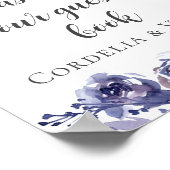 Paarse Rozen Elegante Trouw Gast Boek Poster (Hoek)