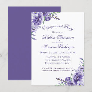 Paarse Rozen Elegante Waterverf Boho Verloving Kaart