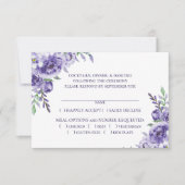 Paarse Rozen | Elegante Waterverf Entree Keuze RSVP Kaartje (Voorkant)