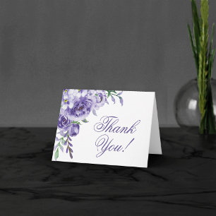 Paarse Rozen   Elegante Waterverf Floral Boho Bedankkaart