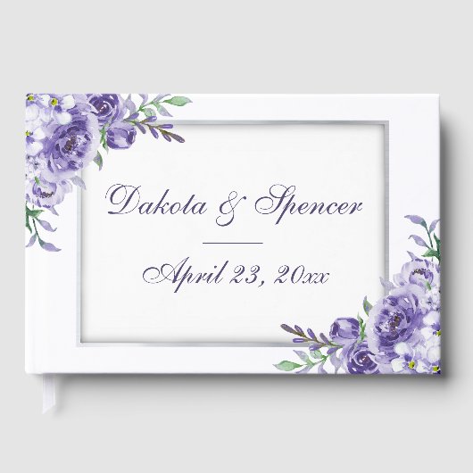 Paarse Rozen | Elegante Waterverf Floral Boho Gastenboek (Voorkant)