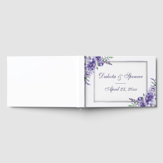 Paarse Rozen | Elegante Waterverf Floral Boho Gastenboek (Volledig)