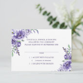 Paarse Rozen | Elegante Waterverf Floral Boho RSVP Kaartje (Staand voorkant)