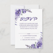 Paarse Rozen | Elegante Waterverf Floral Boho RSVP Kaartje (Voorkant)