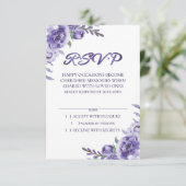 Paarse Rozen | Elegante Waterverf Floral Boho RSVP Kaartje (Staand voorkant)