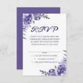 Paarse Rozen | Elegante Waterverf Floral Boho RSVP Kaartje (Voorkant / Achterkant)