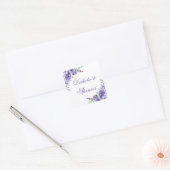 Paarse Rozen | Elegante Waterverf Floral Boho Vierkante Sticker (Envelop)