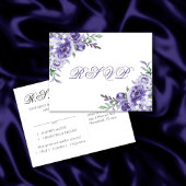 Paarse Rozen | Elegante Waterverf Maaltijdkeuze RS Aankondigingskaart