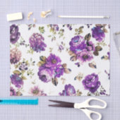 Paarse Rozen en andere bloemen met bruine bladeren Tissuepapier (Craft)