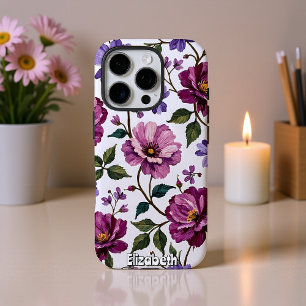Paarse Rozen en bloesems behang iPhone 16 Pro Hoesje