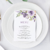 Paarse Rozen en Greenery Leves Floral Wedding Menu