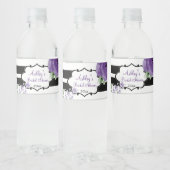 Paarse Rozen en strips Waterfles Etiket (Flessen)