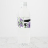 Paarse Rozen en strips Waterfles Etiket (Achterkant)