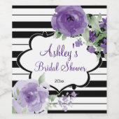 Paarse Rozen en strips Wijn Etiket (Enkel label)