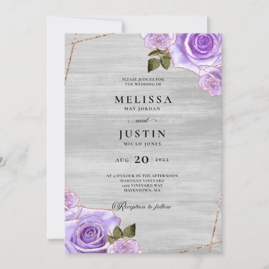 Paarse Rozen en uitnodiging tot weduwschap met Gli (Voorkant)