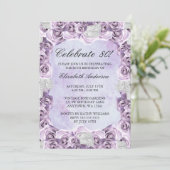 Paarse Rozen en veren 80e verjaardag Kaart (Staand voorkant)
