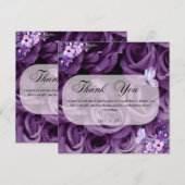 Paarse Rozen en Vlinder Bedankkaartjes Kaart (Voorkant / Achterkant)