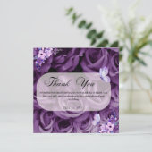 Paarse Rozen en Vlinder Bedankkaartjes Kaart (Staand voorkant)