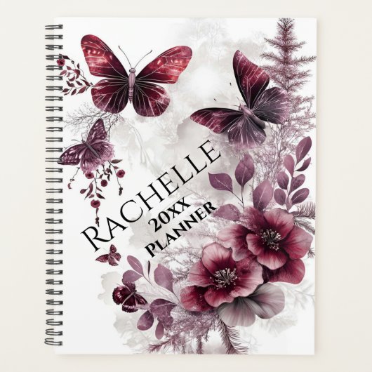 Paarse Rozen en Vlinders Planner (Voorkant)