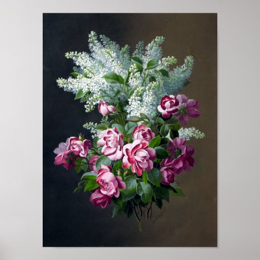  Paarse Rozen en  White Lilacs Poster (Voorkant)