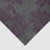 Paarse Rozen en zwart script op grijze ontkoppelin Tissuepapier (Detail)