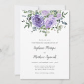 Paarse Rozen Eucalyptus botanische bruiloft Kaart (Voorkant)