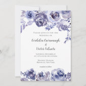 Paarse Rozen Floral Elegant Evening Winter Weddens Kaart (Voorkant)