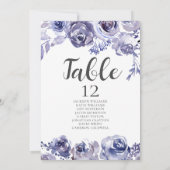 Paarse Rozen Floral Elegant Wedding Table Kaart (Achterkant)