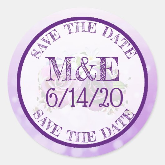 Paarse Rozen Floral Hartelijk dank voor jullie bru Ronde Sticker (Voorkant)