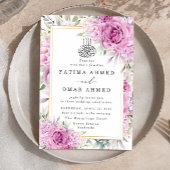 Paarse Rozen Floral Islamitisch Moslim Bruiloft Kaart