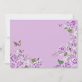 Paarse Rozen Floral Tiara Butterfly Quinceanera Kaart (Achterkant)