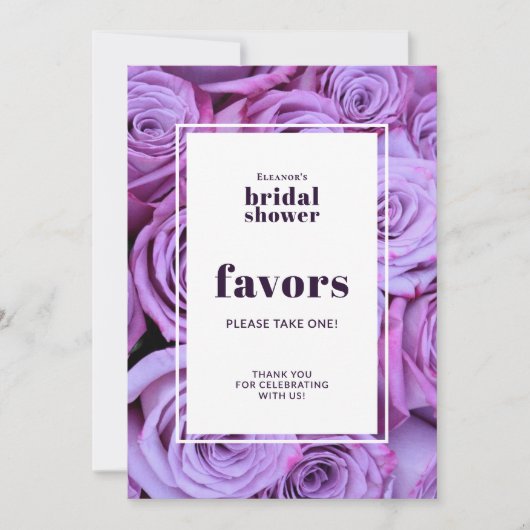 Paarse Rozen Foto Vrijgezellenfeest geeft de voork Kaart (Voorkant)