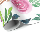 Paarse Rozen Gele bloemen Cadeaupapier (Rol Hoek)