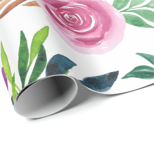 Paarse Rozen Gele bloemen Cadeaupapier (Rol Hoek)