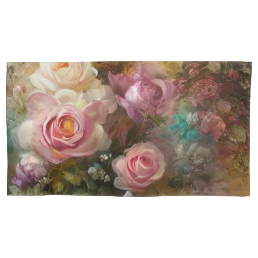 Paarse  Rozen geschilderd in oude Nederlandse stij Kussensloop (Voorkant-Links)