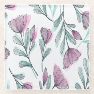 Paarse rozen glazen onderzetter