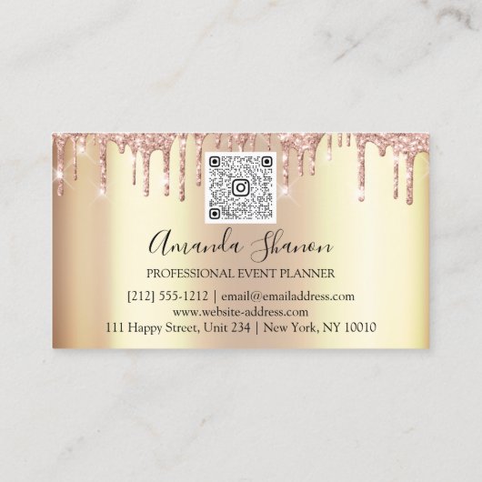 Paarse Rozen Glitter Drift Logo Event Planner Visitekaartje (Achterkant)