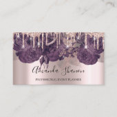 Paarse Rozen Glitter Drift Logo Event Planner Visitekaartje (Voorkant)