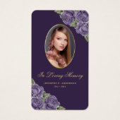 Paarse Rozen Gold Cross Funeral Prayer Kaart (Voorkant)