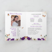 Paarse Rozen Gold Tiara Butterfly Quinceanera Programma (Binnen)