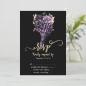 Paarse Rozen Gothic RSVP  Kaart (Staand voorkant)