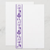 Paarse Rozen grens Briefpapier (Voorkant / Achterkant)
