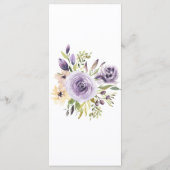 Paarse Rozen & Groene Bladeren Bloemstuk Bruilofts Menu (Achterkant)