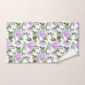 Paarse Rozen Groene Bloemen Elegant Cadeau Bad Handdoek (Handdoek)