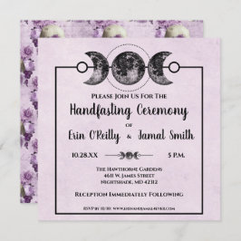 Paarse Rozen Handfasting Wicca Wedding Moon Uitnod Kaart