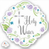Paarse Rozen Heilig Water Sticker (Voorkant)