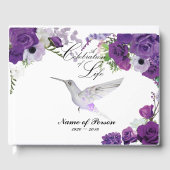 Paarse Rozen & Hummingbird Guestbook Gastenboek (Voorkant)
